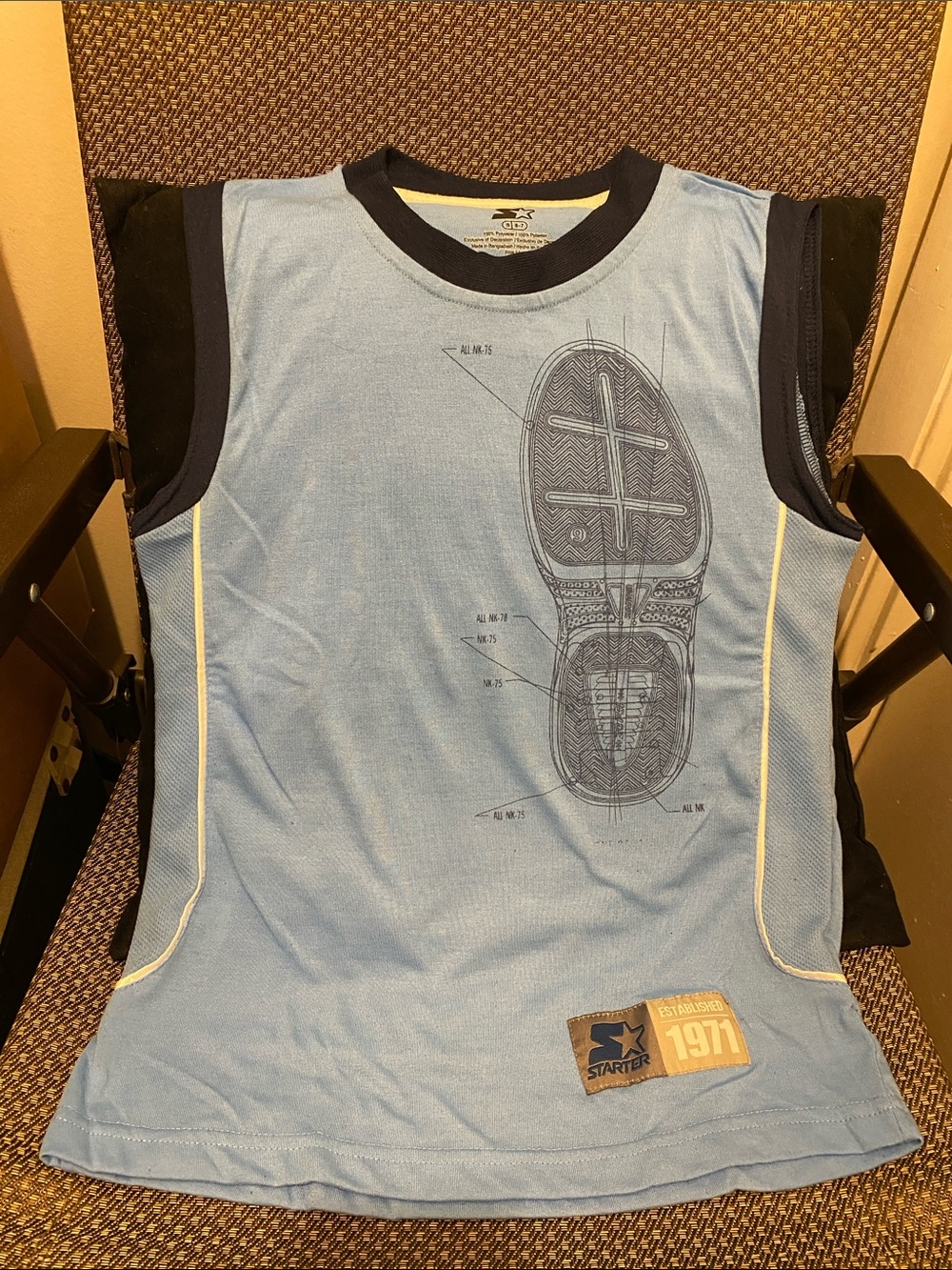 STARTER Light Blue Tank Top with Navy Trim SZ 6-7 Small